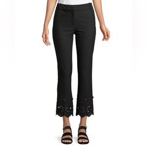 Derek Lam 10 Crosby Cropped Flare Trouser Pant Black Eyelet Embroidery Women’s 4